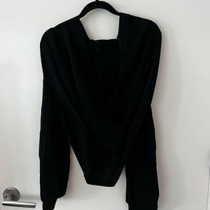 Surplice Front Lantern Sleeve Blouse